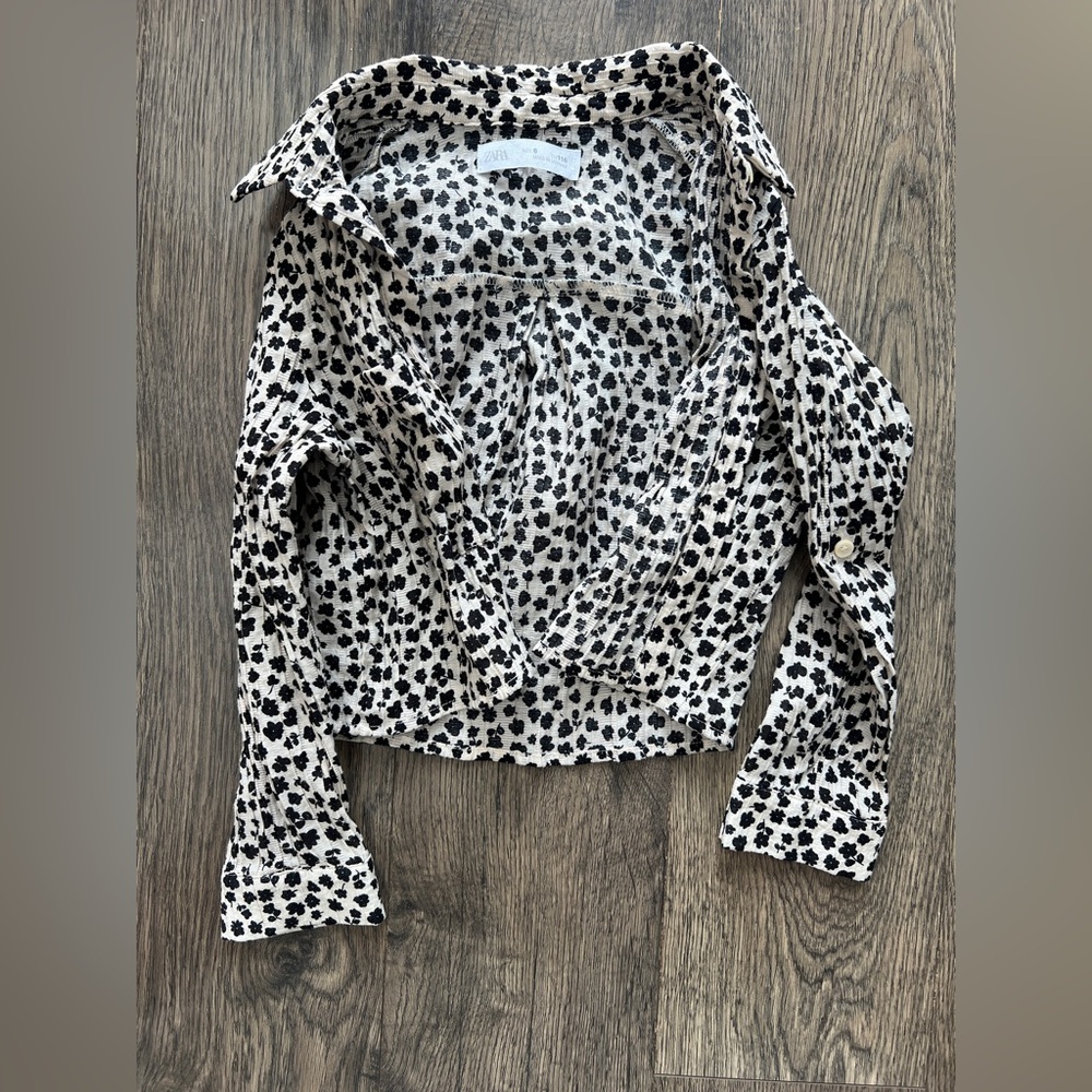 Zara Black and White Button Down Shirt